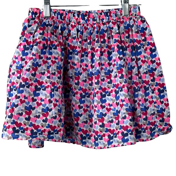GAP Other - Gap Skirt Girls Medium 8 Kids Pull On Flare A Line Pink Blue Hearts Fall Casual